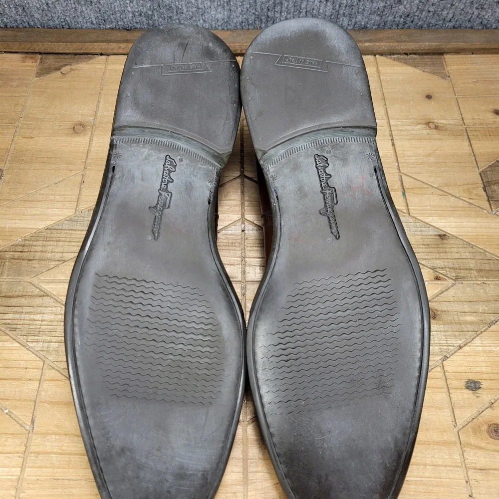 Salvatore Ferragamo Mens 13 D Brown Leather Chelsea‎ Boots Dress Shoes